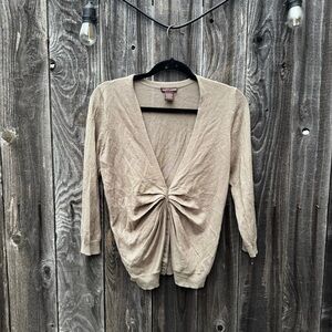 Elliott Lauren Women’s V Neck Ruched Front Cardigan Size Small Grey Green